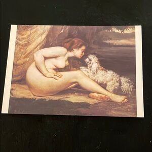 "Female Nude With A Dog" by Gustave Courbet 
Art Postcard Print